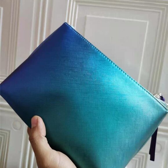 New LA MER Luxury blue green cosmetic pouch - Picture 5 of 7
